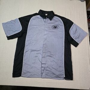 Victory Motorcycle Mechanics Button Down Short Sleeve Shirt Size XXL Gray Black